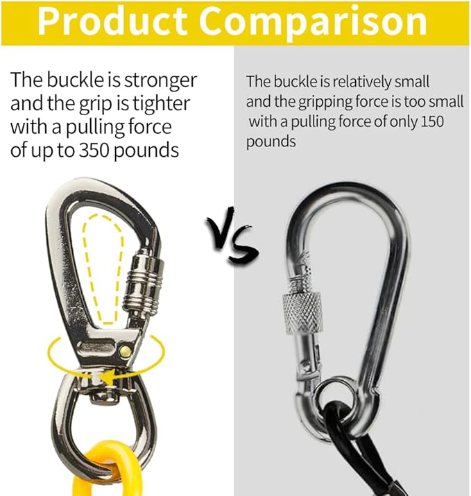 Dog tie Out Cable, 10/20/25/30/50/70/100 feet, Suitable for Dogs up to 350 pounds, Dog Cable with Swivel Buckle, Lightweight, Non-Winding, for Outdoor Camping, Chain for Yard (Yellow, 10FT)