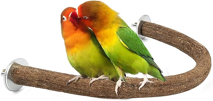 Allazone Bird Natural Wood Stand Perch Swing U Shape Natural Parrot Perch Bird Stand Pole for Parakeet, Conure, Cockatiel, Budgie, Lovebirds