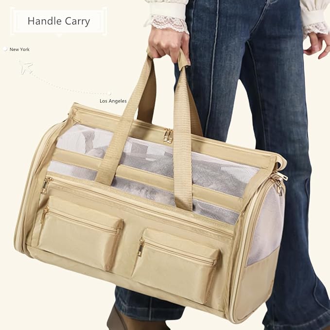 Cat Carrier Bag,Soft Sided Ventilated Pet Carrier for Small Dog Airline Approved Travel Puppy Carrier with Breathable Mesh, Foldable Portable for Outdoor Car