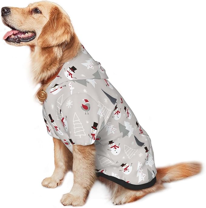 Christmas Gray Snowman Hoodie,Christmas Cosplay Dog Clothes with Pocket and Hat Winter Clothes Sweaters Small