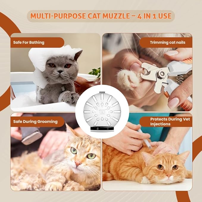 Cat Transparent Muzzle & 2-in-1 Pet Nail Clipper Grinder Set – Grooming Kit, Anti-Bite Muzzle (3 Sizes) + LED Nail Trimmer for Cats & Dogs – Safe, Quiet & Easy to Use (M)