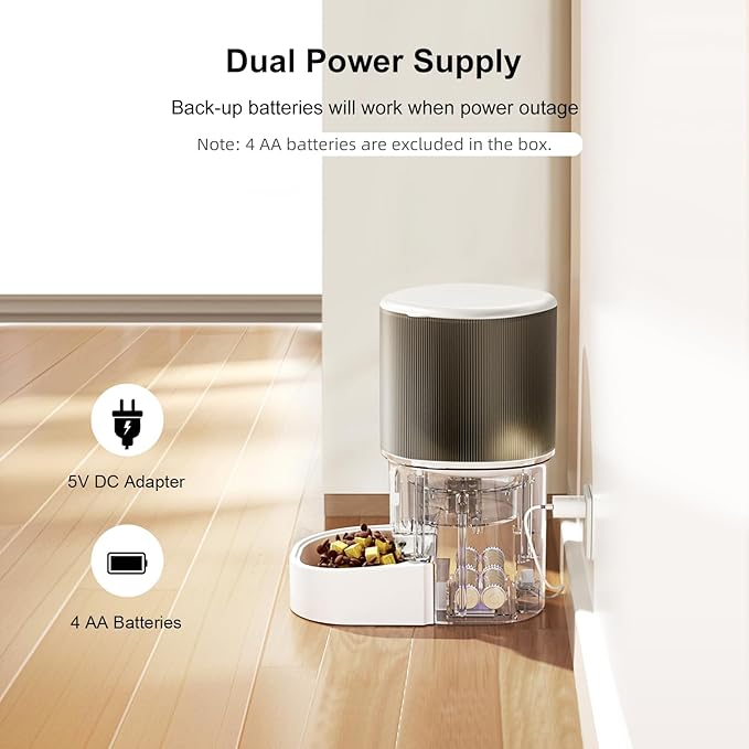 Darlipet Automatic cat Feeder,4L Auto cat Feeder,Programmable Meal & Portions,Freshness Protection, Automatic Cat Food Dispenser for Cats & Dogs, Back-up Battery, Easy to Set up & Clean