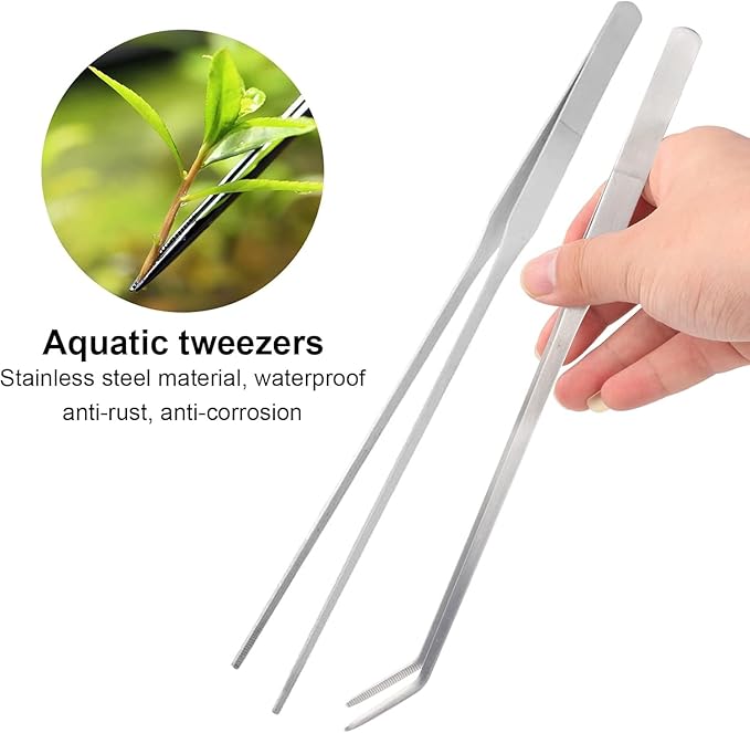 4 in 1 Aquascaping Tools Aquarium Plant Tools Anti-Rust Fish Tank Tools Stainless Steel Tweezers Scissors Spatula for Fish Starter Kits, Aquariums Tank and Terrarium