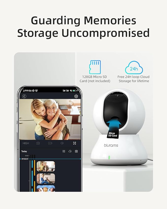 blurams Indoor Security Camera, 5GHz/2.4GHz Dual-Band, 2K PZT Pet Camera with Phone App, 360° Cameras for Home Security, 2-Way Audio, Motion Tracking, Night Vision, Siren, Cloud&SD