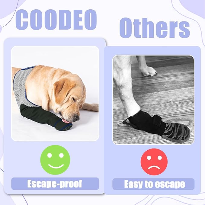 COODEO Dog Socks to Prevent Licking Paws, Healing Boots & Paw Protectors with Non-Slip Bottoms for Wound Protection, Waterproof Sleeve Shoes for Licking（Grey，L_Right