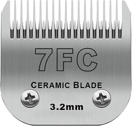 Detachable Pet Dog Clipper Blades, Compatible with Size-7FC Cut Length 1/8"(3.2mm), Most Oster A5, KM Series Clippers,Made of Stainless Steel Blade 1Pack