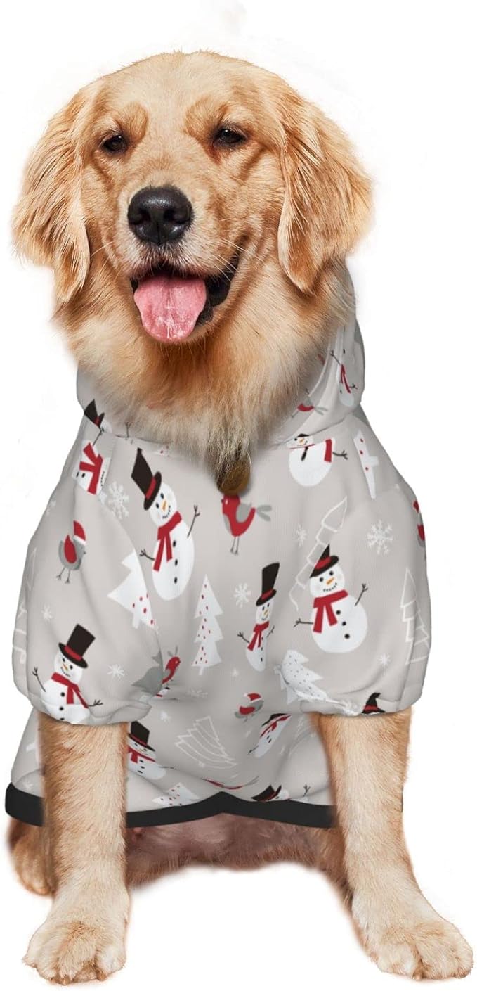 Christmas Gray Snowman Hoodie,Christmas Cosplay Dog Clothes with Pocket and Hat Winter Clothes Sweaters Medium