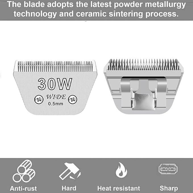 5PCS Wide Blades for Dog Grooming Blades Compatible with Andis Dog Clipper,Dog Clipper Blades for Oster A5,Wahl km10 Dog Clippers Stainless Steel for Animal Dog,Cat,Horse,Size:#10W+30W+4FW+5FW+7FW