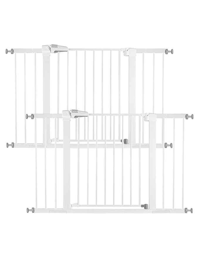 Babelio Baby Gate, 29-48 Inch Auto Close Pet Gate, Easy Install Pressure-Mounted Safety Gate, Extra Wide Pet Gate for Stairs and Doorways, 2 Pack White