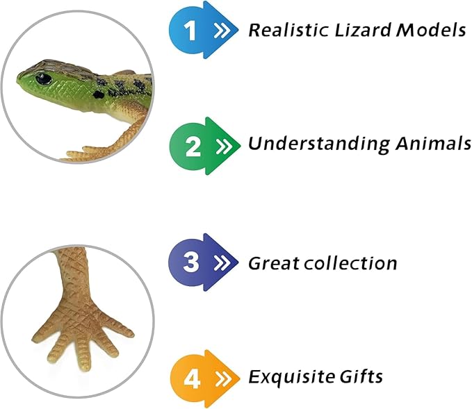 12PCS Mini Lizard Figurines Set – Small Realistic Reptile Toys, Soft Plastic Animal Models for Kids Learning, Party Favors, Diorama Decorations, and Collectors
