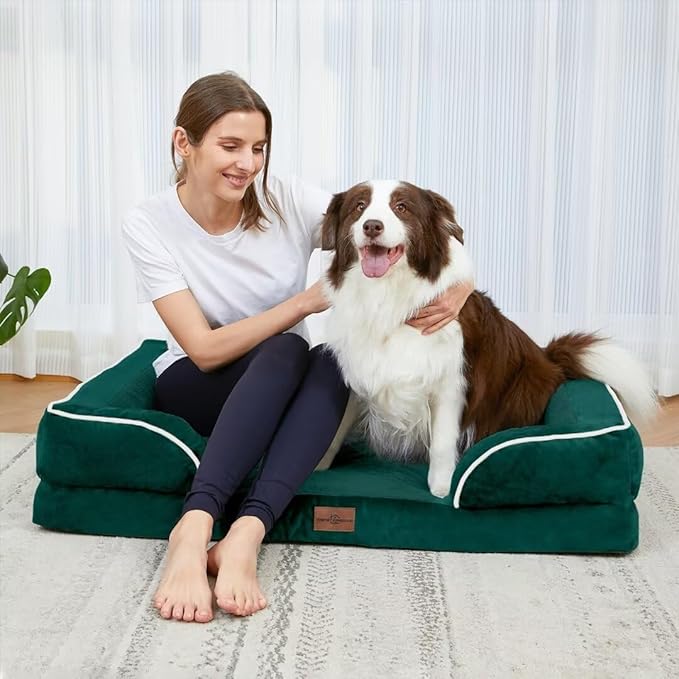 Comfort Expression Extra Large Dog Beds Jumbo Breed, Orthopedic Dog Bed Waterproof, PV Washable Pet Sofa Couch with Removable Cover & Non-Slip Bottom(Jumbo,Emerald)