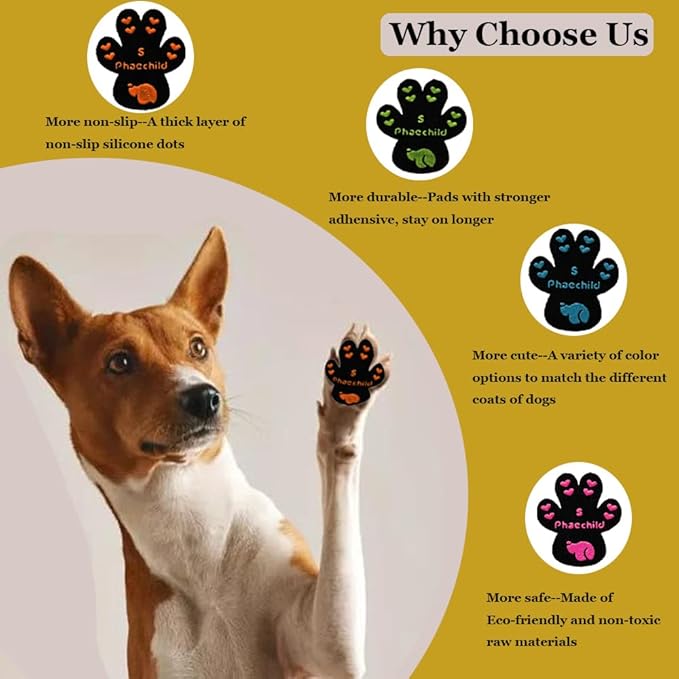 Dog Paw Pads Anti-Slip Grips,Dog Paw Protectors for Senior Dogs on Hot Pavement,Provides Traction to Keep Them from Slipping on Smooth Floors 20 sets-80 Pads Black XL