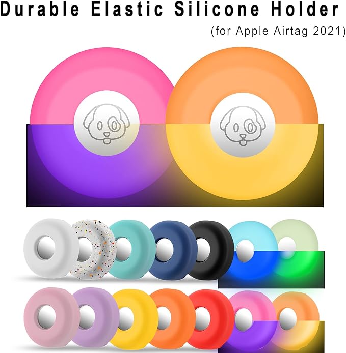 Airtag Holder for Dog Collar, Cibaabo Silicone Air Tag Case Cover Compatible with Apple Airtags for 0.8-1.2inch Cat Pet Collar Harness Loop