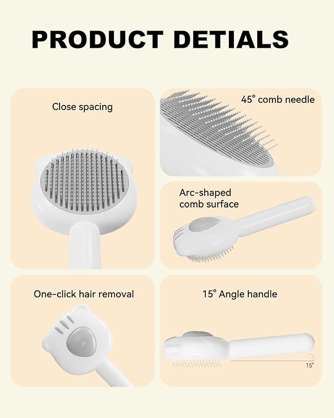 Cat Brush for Short or Long Haired Cats Dogs Rabbits, Cute Tiger Shape Dog Brushes with Release Button for Massage and Removes Loose Fur, Dog Hair Brush Pet Grooming Deshedding Comb