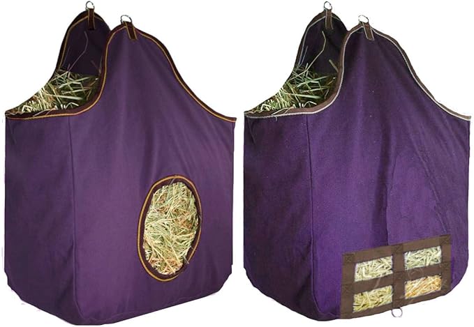 Derby Originals Large 24 OZ Canvas Horse Hay Bag 2 Sided Combo Design X Wide Gusset and 6 Month Warranty
