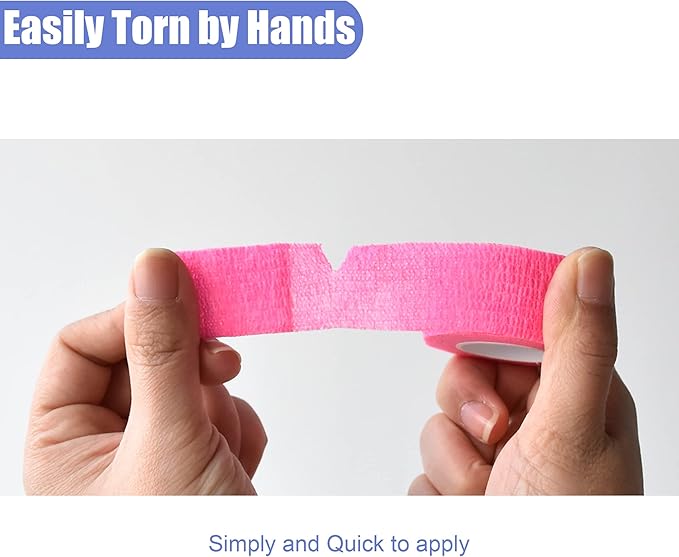 9 Pack 1" x 5 Yards Self Adhesive Bandage Wrap Self Stick Wrap for Ankle, Wrist, Finger, Sports, Breathable Cohesive Vet Tape for Pets (Pink)