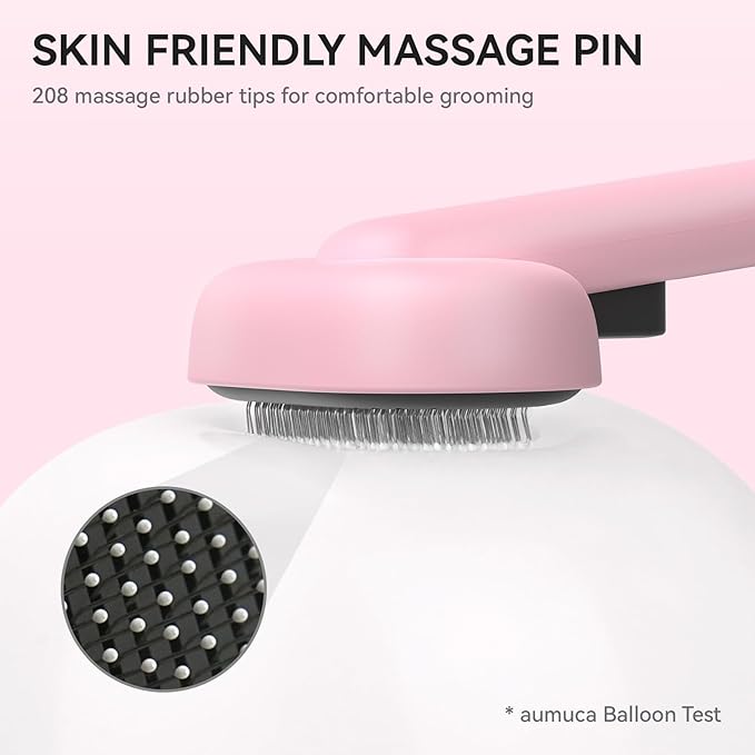 Aumuca Cat Brushes for Indoor Cats, Dog Hair Brush for Shedding, Cat Brush for Long or Short Haired Cats, Cat Grooming Deshedding Brush for Dog Kitten Horse Massage Removes Loose Fur, Pink