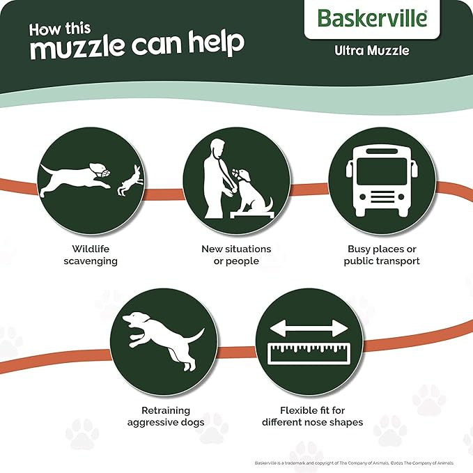 BASKERVILLE ULTRA MUZZLE - Patented Humane Design, Breathable, Dog can Pant and Drink, Adjustable, Padded, Dog Training Muzzle for Large Dogs, Prevents Biting, Wildlife Scavenging (Size 5, Black)