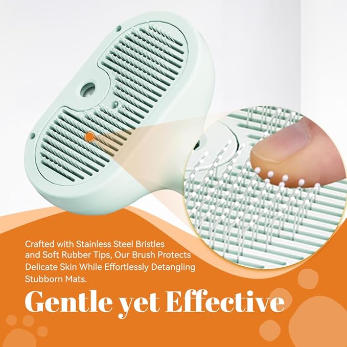 Cat Steam Brush, 3 in 1 Pet Spray Hair Removal Comb for Shedding & Grooming, Pet Grooming Brush with Spray, One-Click Release Button and Tank, Spritz Defur Comb for Cats Dogs, Effective(White)