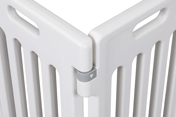 BIRDROCK HOME Dog Playpen w/Door, 16 Panel, 25.6in H | Strong Plastic, Non-Slip Puppy Playpen, Secure Pet Gate | Indoor Outdoor Fence | Configurable Panels | Medium to Large Pets - White