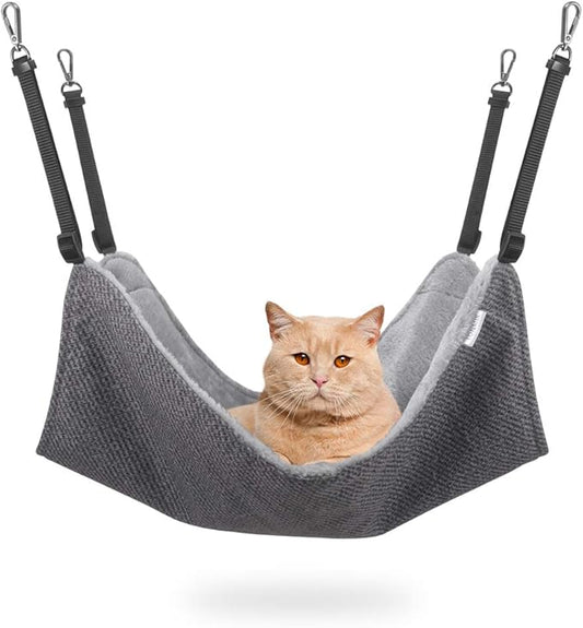 Cat Hammock for Cage, Soft Pet Bed Fit Ferret, Kitten, Puppy, Small Dog, Adjustable-Strap/Load Capacity 30lb (Gray)