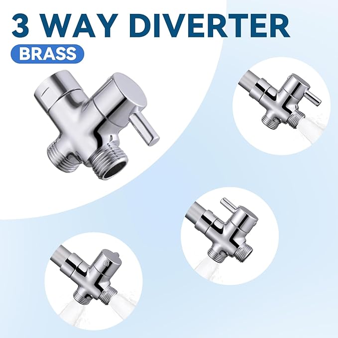 Dog Shower Attachment, 3 Mode Handheld Sprayer with ON/OFF Switch, G1/2" Metal Diverter, 100 Inches Stainless Steel Hose, No Drill Holder, for Pet and Dog Washing in Bathroom