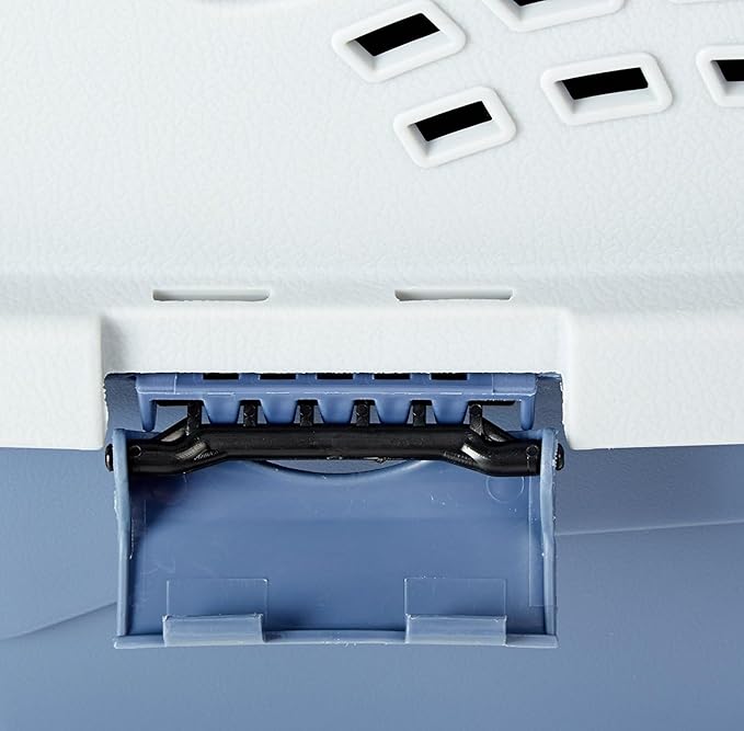 Amazon Basics 2-Door Top-Load Hard-Sided Dogs, Cats Pet Travel Carrier, Gray & Blue, 22.8"L x 15.0"W x 13.0"H