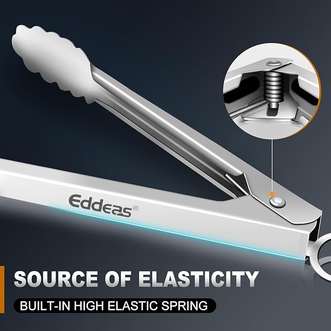 2PCS 12inch Kitchen Tongs - Heat Resistant 600 Degree Tongs for Cooking, Heavy Duty All Metal Food Tongs, Stainless Steel and Non-Slip handle, Salad, Grilling, Barbecue, Dishwasher safe