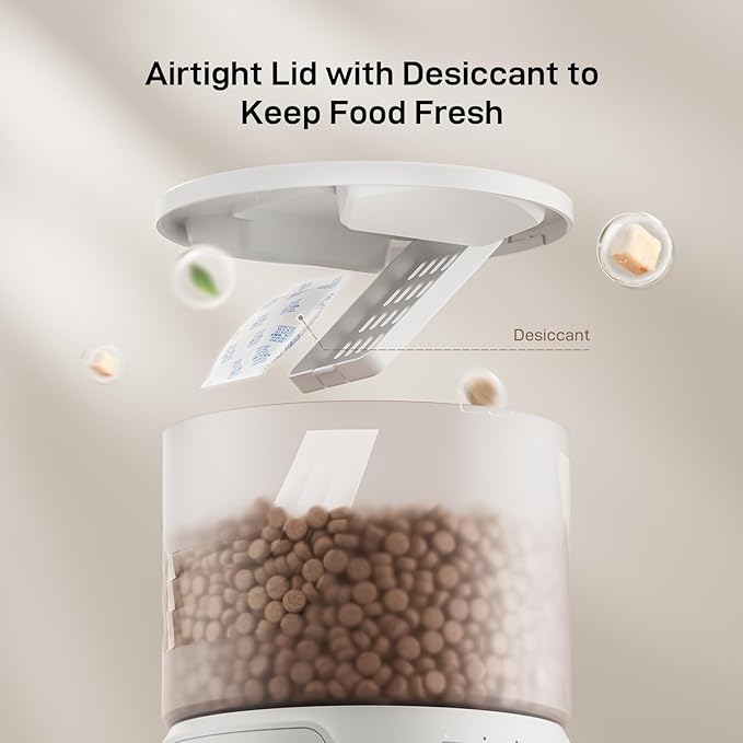 Automatic Cat Feeder: 3L Auto Food Dispenser with Timed Feeding| 6 Meal Programmable& 1-20 Portion Precise Control- Easy to Clean & Setup for Cat Indoor| Desiccant Bag Keep Food Fresh