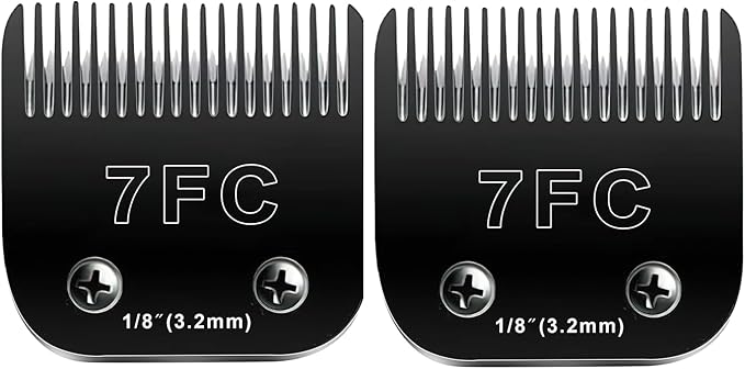 7F Blades Dog Grooming Blades Compatible with Andis/Oster A5/Wahl KM-10 Series Dog Clippers,Detachable Clipper Replacement Blade,Black (7FC/2PCS)