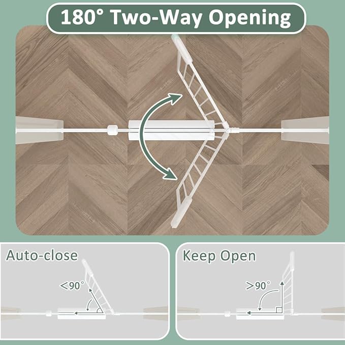 57.5"-62" Extra Wide Auto Closing Baby Safety Gate for Stairs & Doorways, Pressure Mounted No Drill Pet Gate with Walk-Through Door - Heavy Duty Childproof Gate for Toddlers, Kids, Dogs (White)