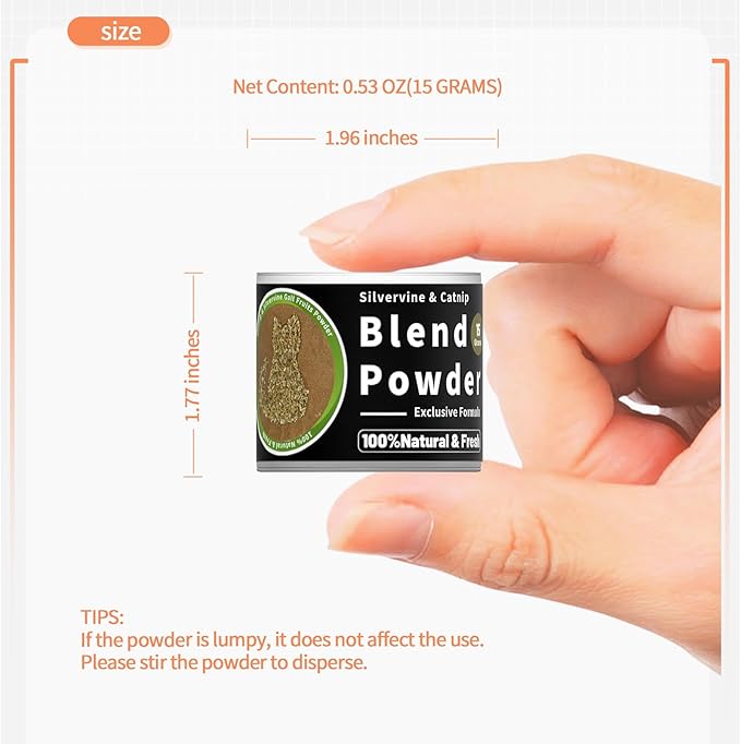 Catnip & Silvervine Powder – 15g Blend of Silver Vine Gall Fruit & Pure Catnip, Non-Addictive, Suitable for All Cat Ages, Multi-Play Use for Cat Toys, Scratchers & Protecting Furniture