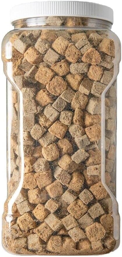 Aquatic Foods Inc. Freeze Dried Floating Brine Shrimp Cubes and Tubifex Cubes for All Tropical Fish, Marine Fish, Discus, Cichlids, Koi & Pond Fish, Turtles…1.5oz Small Jar