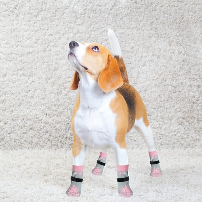 BEAUTYZOO Anti-Slip Dog Socks,Dog Shoes for Hot/Cold Pavement,Paw Protectors with Grips 3 Pairs for Puppy Small Medium Large Senior Old Dogs,Dog Socks to Prevent Licking and Hardwood Floor Protection
