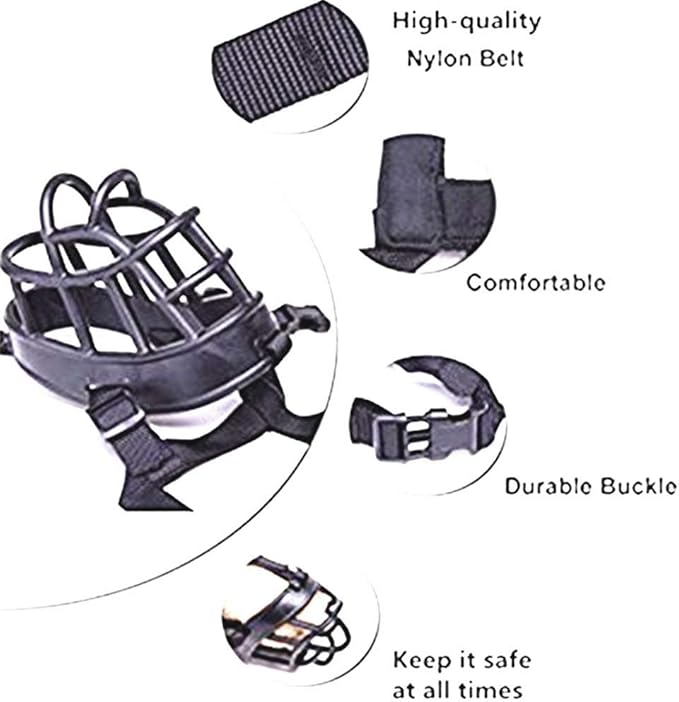 Basket Dog Muzzles-Soft Adjustable Breathable Mask Anti Biting Chewing Barking Training Dog Muzzle for Small Medium Large Dogs (Black, 6: Snout 15-17")