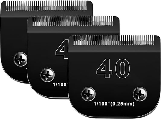 3PACK 40 Blades Dog Grooming Blades Compatible with Ainds/Oster A5/Wahl KM-10 Series Dog Clippers,Detachable Clipper Replacement Blade，Black