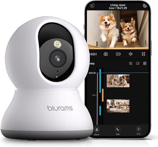 blurams Pet Camera 2K, 360° Dog Camera with Phone App, PTZ Indoor Cameras for Home Security Indoor, 2-Way Audio, Motion Tracking, Color/IR Night Vision, Siren, Cloud&SD(2.4GHz Only)