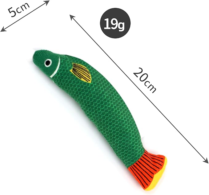 Cat Toys for Indoor Cats, 3 Catnip Fish Kicker with Little Bell Sound and Bonus Rope Toy, Soft and Durable Interactive Cat Fish for Kitten Exercise, Teething, and Play