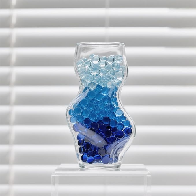 2.16LB Mix Colors Glass Beads Vase Filler Aquarium Gravel Decor Flat Glass Marbles Gems Pebbles Fish Tank Rocks Home Decorative Art Craft - 3 Colors Mixed