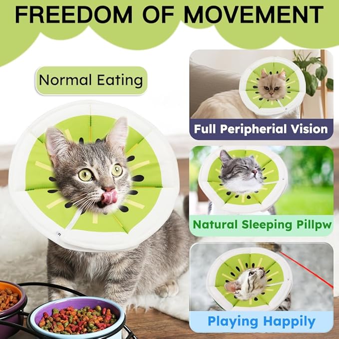 Cat Cone Collar Soft, Waterproof Cat Recovery Collar After Surgery, Adjustable Pet Donut Collar, Safety Elizabethan Collar to Prevent Licking Wounds for Kittens, Pet Cone Alternative