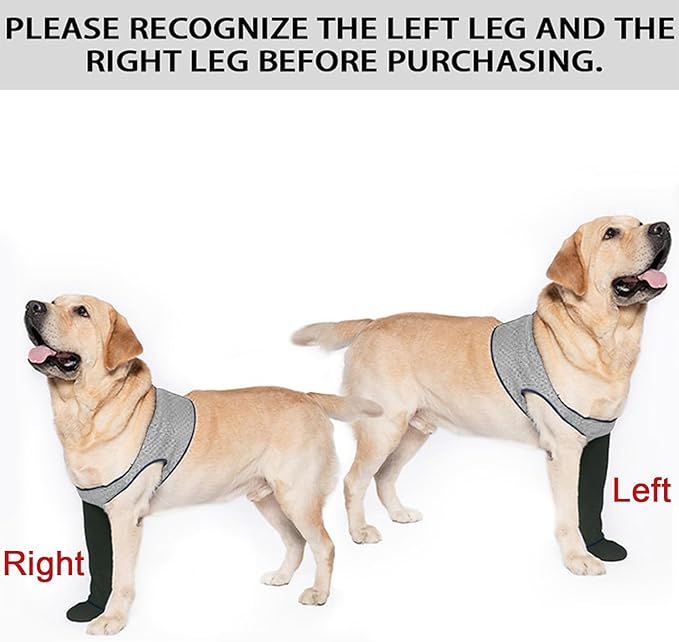 COODEO Dog Socks to Prevent Licking Paws, Healing Boots & Paw Protectors with Non-Slip Bottoms for Wound Protection, Waterproof Sleeve Shoes for Licking（Grey，XL_Right