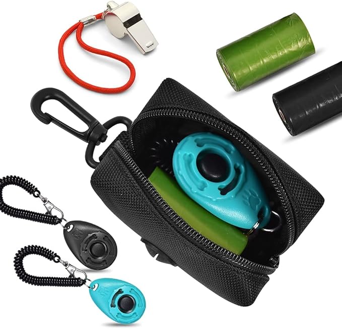 Dog Waste Bag Dispenser Pet Poop Bags Holder for Doggie Waste Bags Dispensers Soft Fabric Zipper Small Doggy Puppy Pouch for Leash Accessory Attachment with Carrier,2PCS Black