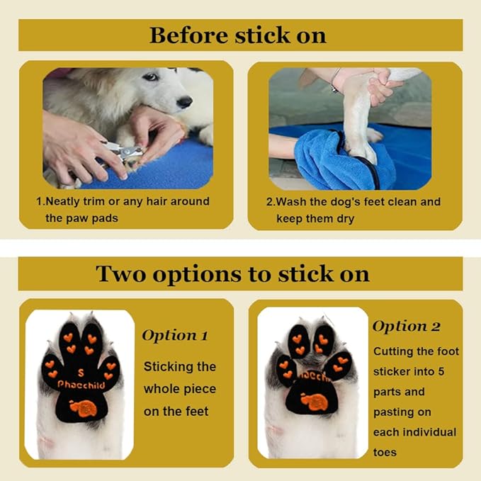 Dog Paw Pads Anti-Slip Grips,Dog Paw Protectors for Senior Dogs on Hot Pavement,Provides Traction to Keep Them from Slipping on Smooth Floors 20 sets-80 Pads Black M