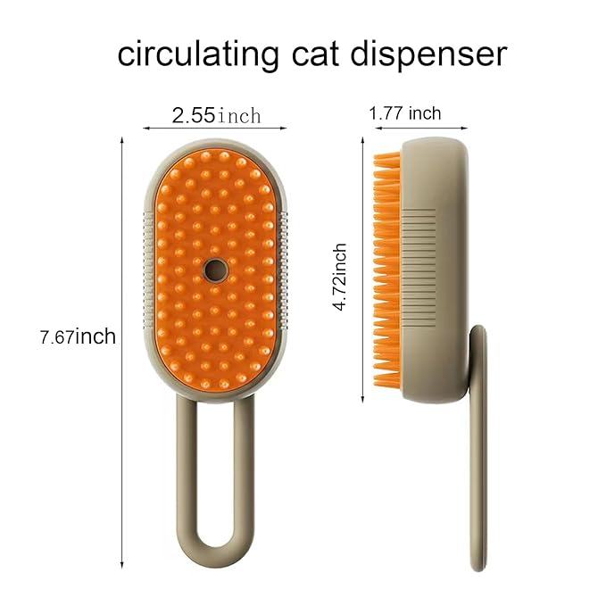 4-in-1 Cat Steam Brush Cat and Dog Anti-Static steam Brush with Spray for Massaging,cleaning,Shedding,Grooming,New Rechargeable Pet Grooming Brushes(cream khaki)