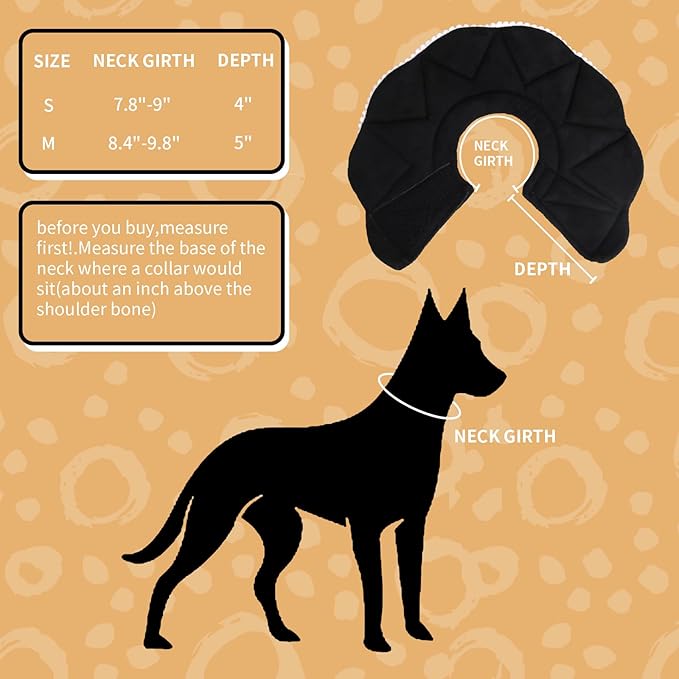 Adjustable Small Dog Cone,Soft Cat Recovery Cone Collar,Cute Cat Surgery Collar for Kitten,Puppy,Black,Medium