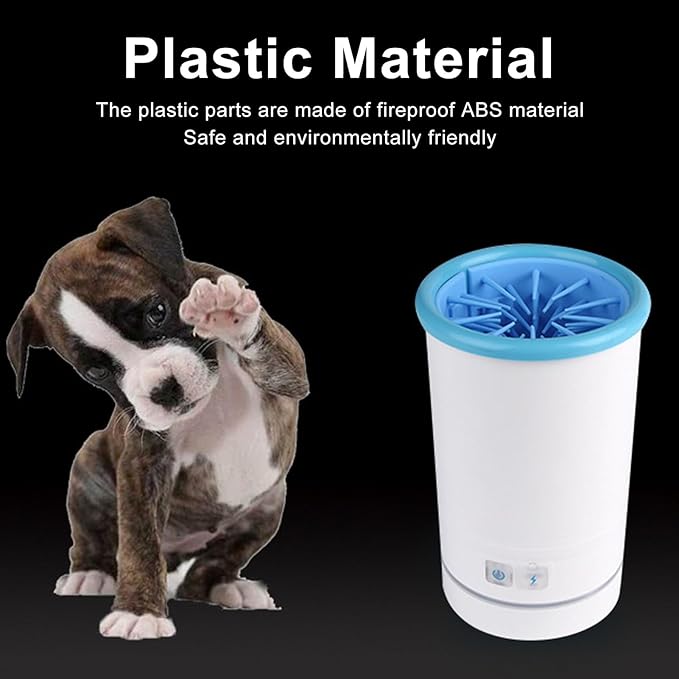 Automatic Dog Cleaner, Soft Electric Washer USB Rechargeable Portable Cleaner Cup, Dog Foot Cleaning Machine for Small to Medium Dogs Cats (White Blue)