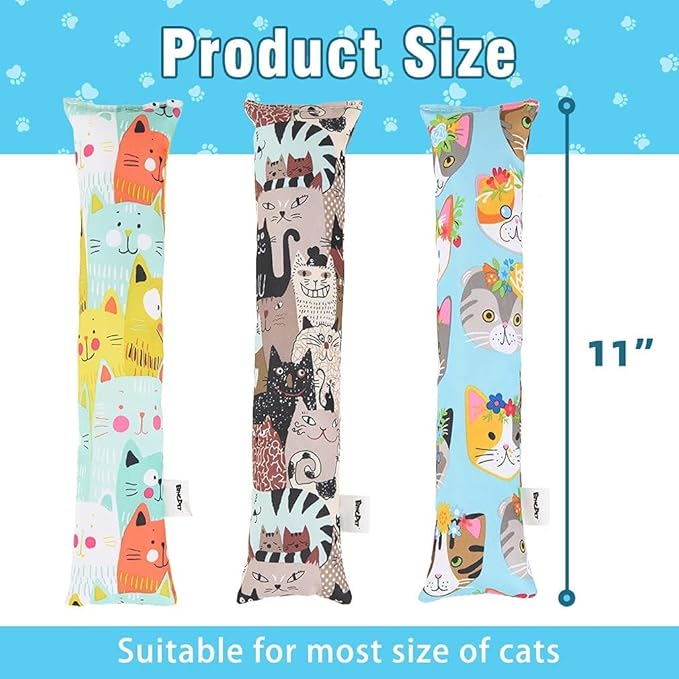 BINGPET 3 Pcs Catnip Toy Cat Kicker Toys, Durable and Bite Resistant Cat Chew Toy, Filled with Natural Catnip, Indoor Kitty Kick Pillow Toy with Cute Printing