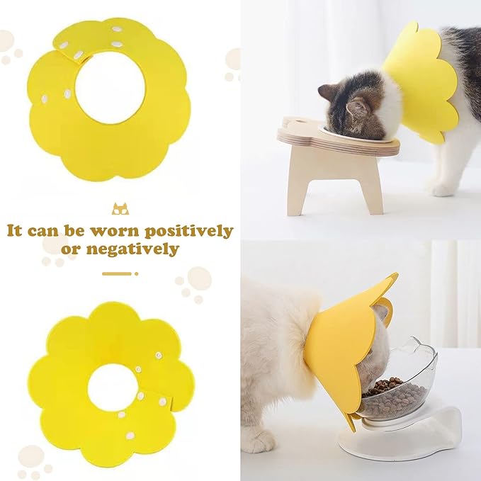 3-Pack Cat Recovery Collar - Sunflower Neck Cone, Anti-Licking, Prevents Biting & Scratching (Pink, Orange, Yellow) (M)