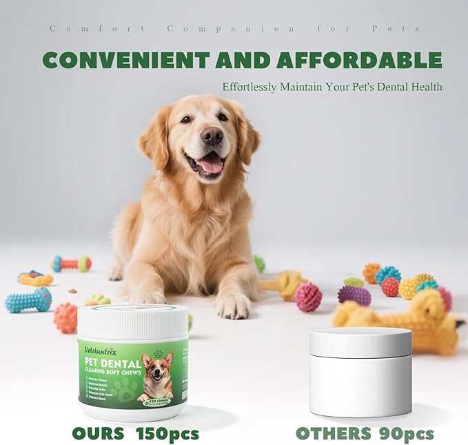 Dog Dental Care Powder - Plaque & Tartar Control with Natural Enzymes, Teeth Cleaning Powder for Dogs with Probiotic, Bad Breath Treatment for Small Medium Large Dogs