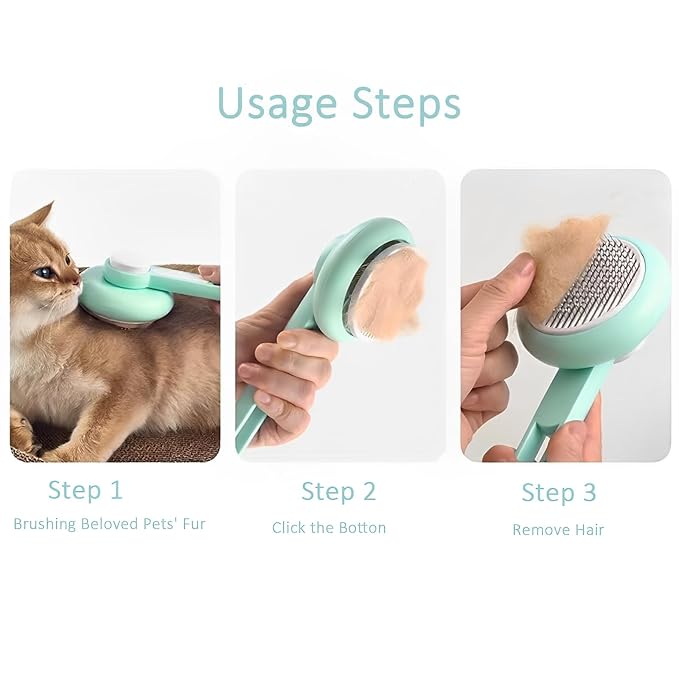 Cat Hair Brush, Cat Brush for Shedding, Suitable for Long and Short Haired Cats and Dog, Green